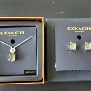 NWT Coach Crystal Necklace and Earrings Set